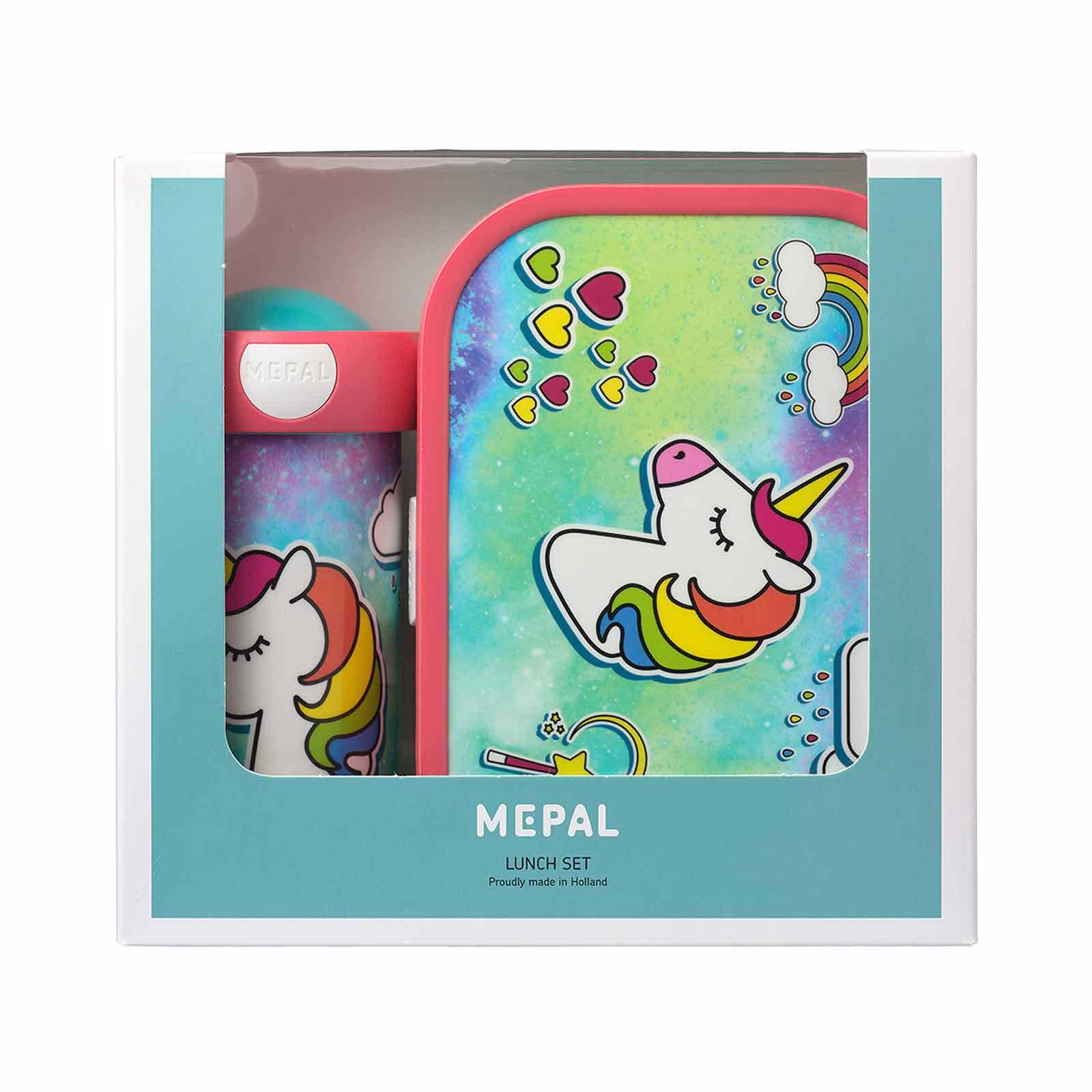 BROTDOSE + VERSCHLUSSBECHER Campus Unicorn 300 ml + 700 ml 2er Set - Pink/Multicolor, Kunststoff (7.5/18.8/20.5cm) - Mepal