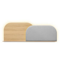 KOPFTEIL Alba mit Licht 180cm - Eichefarben/Grau, Holz/Textil (180/60/14cm) - Woodendot