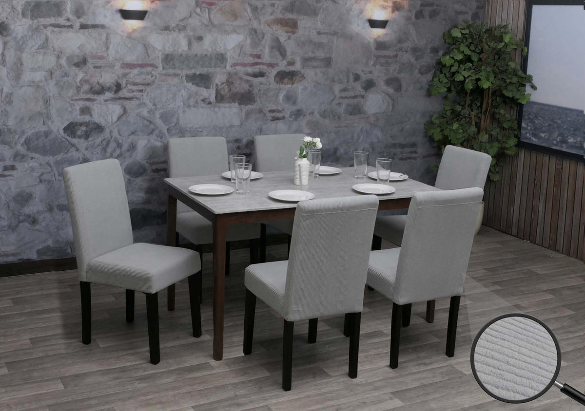 ESSZIMMERSTUHL Hellgrau 6er-Set - Hellgrau, Textil (42/90/50cm) - MCW