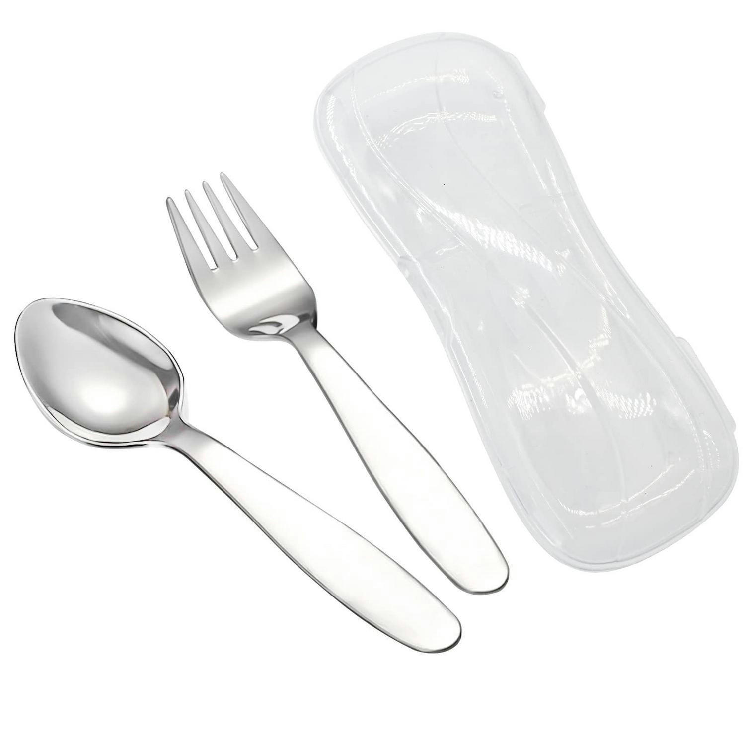 KINDERBESTECK Set 2-teilig mit Reiseetui Edelstahl - Silberfarben, Metall