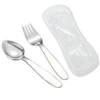 KINDERBESTECK Set 2-teilig mit Reiseetui Edelstahl - Silberfarben, Metall