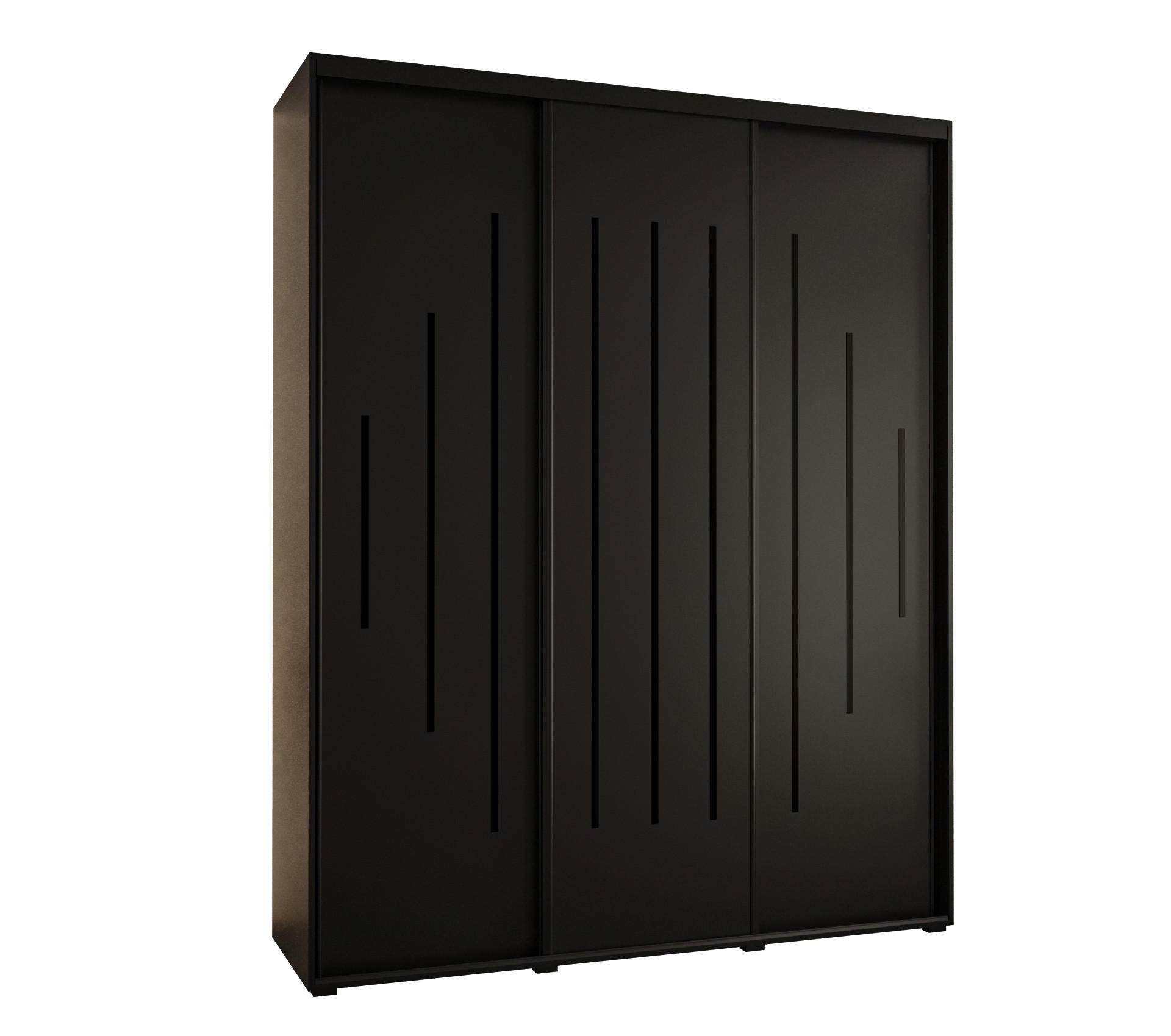 Abiks Möbel Schwebetürenschrank Schwarz, Schwarz, Schwarz 190x235x60 cm