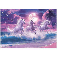 FOTOTAPETE Kinderzimmer Einhorn Pferde 350x250 - Multicolor, Papier (350/250cm) - Wallarena