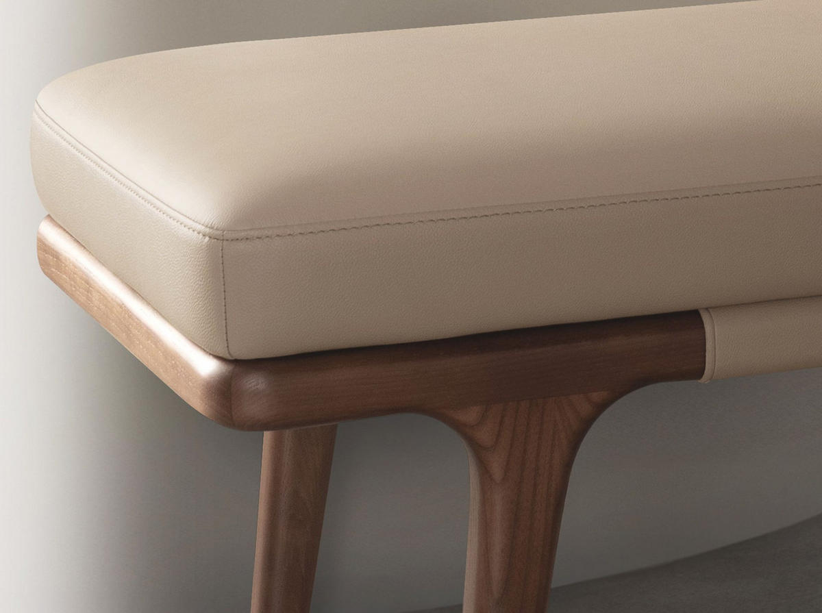 HOCKERBANK Nerz-Kunstleder-Bank 162/50/43 cm - Dunkelbraun/Walnussfarben, Leder/Holz (162/43/50cm) - ANGEL CERDA