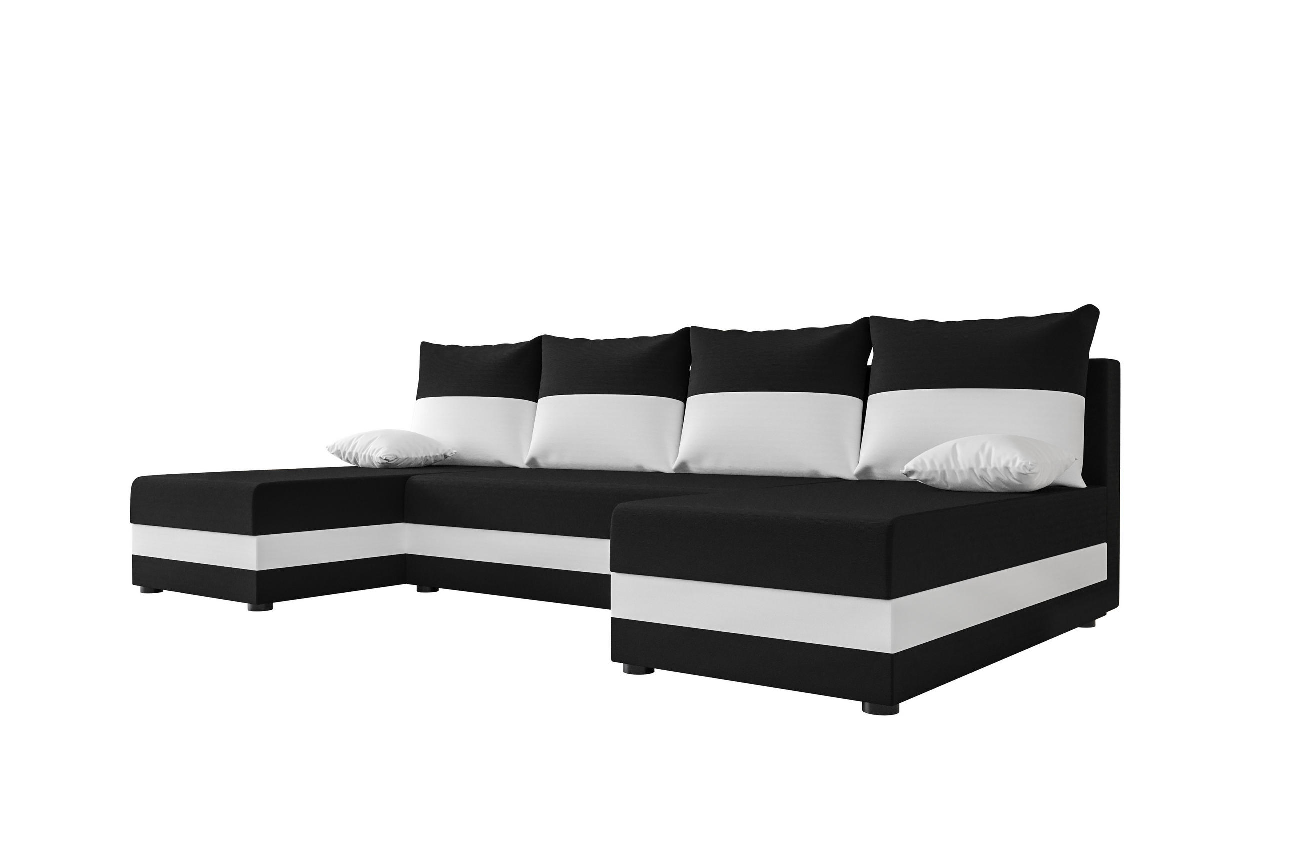 WOHNLANDSCHAFT HEWLET U Rainbow 15+31 mit Schlaffunktion - Schwarz, Textil (310/80/140cm) - Bedante