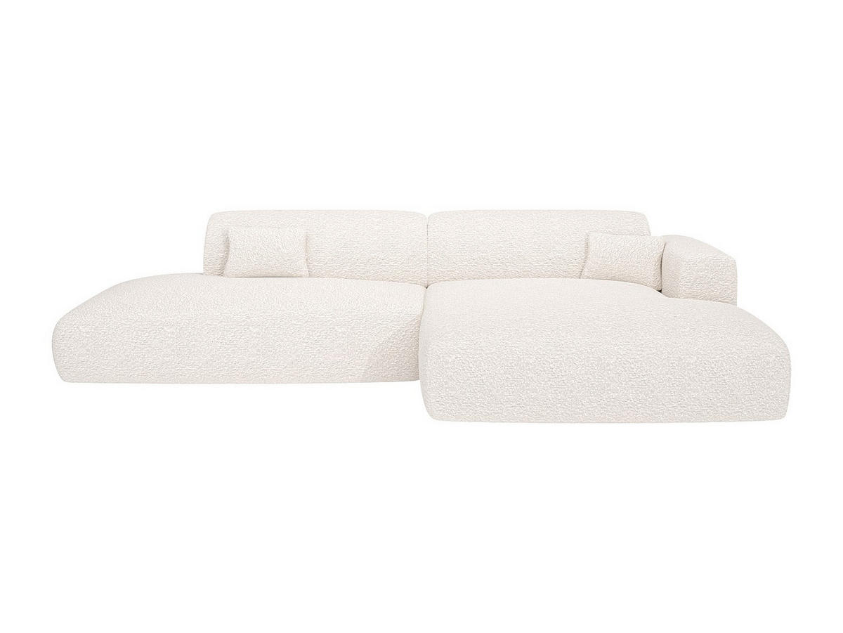 ECKSOFA - Ecke rechts - offenes Ende - Bouclé-Stoff - Weiß - POGNI - Weiß, Textil (300/160cm) - Vente-Unique