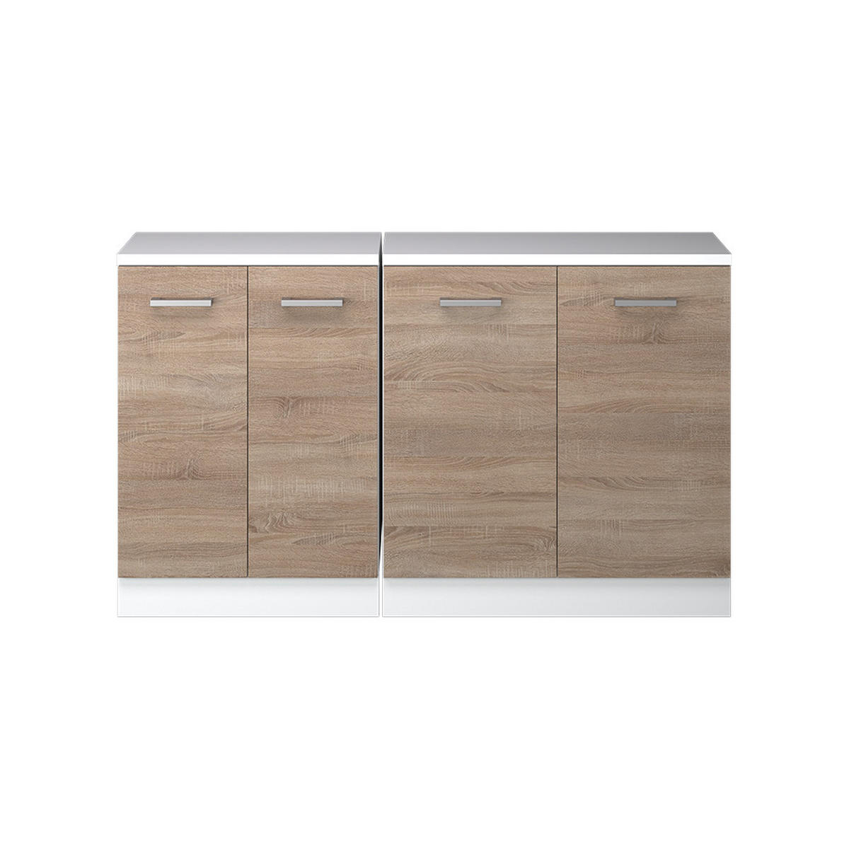 SKRIŇOVÁ SÚPRAVA SO ŠIKMOU STRECHOU Rion Sonoma 140 cm Súprava 2 korpusov skrine hĺbka 60 cm - biela/dub sonoma, kompozitné drevo (140/83.8/60cm) - Vicco