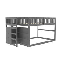ETAGENBETT 140/200 cm in Grau mit Sicherheitstreppe und Stauraum - Grau, Holz (140/200cm) - OKMYHOME