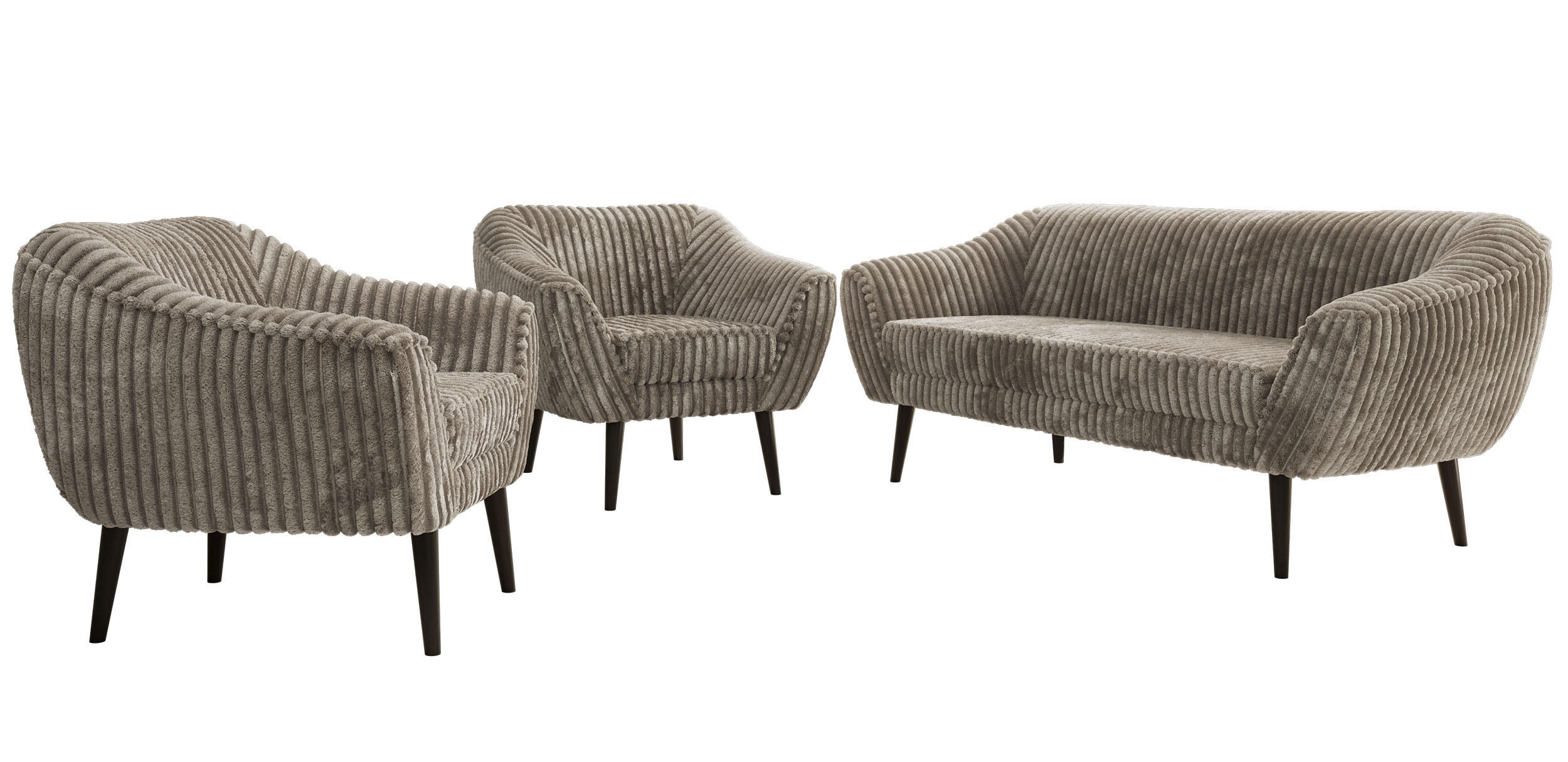 SEDACIA ZOSTAVA 3+1+1 PIRS - Svetlohnedá Manšester - Čierne nohy - svetlohnedá/čierna, kompozitné drevo/textil (180/75/74cm) - MKS