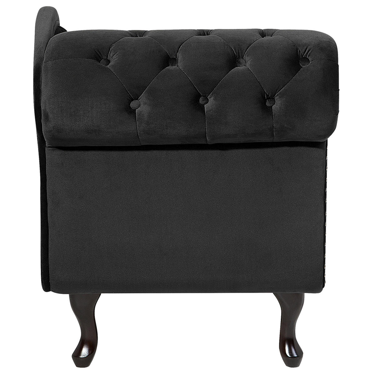 CHAISELONGUE Samtstoff schwarz linksseitig Nimes - Schwarz, Textil (170/79/61cm) - Beliani