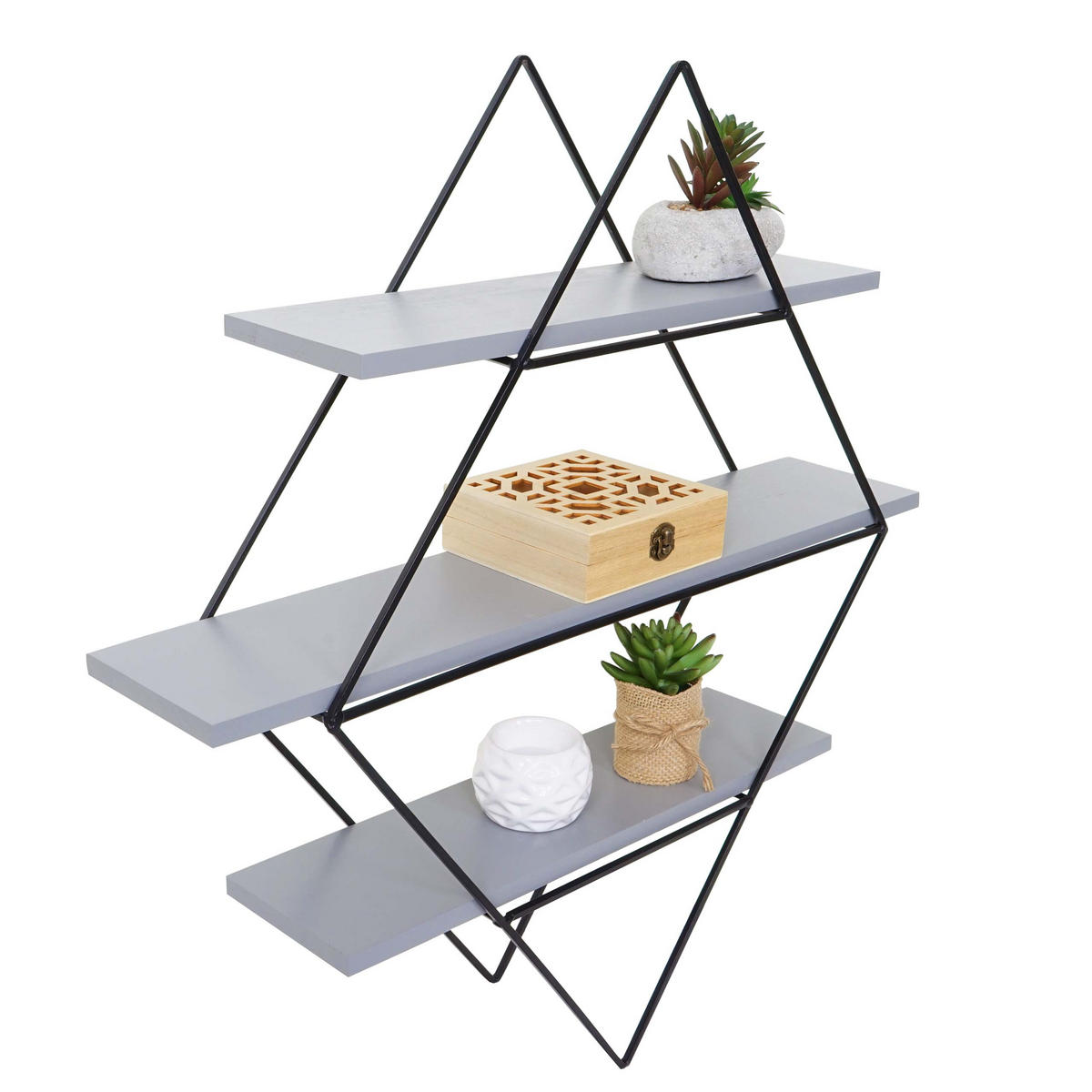 WANDREGAL Grau - Grau, Holz (55/60/12cm) - MCW