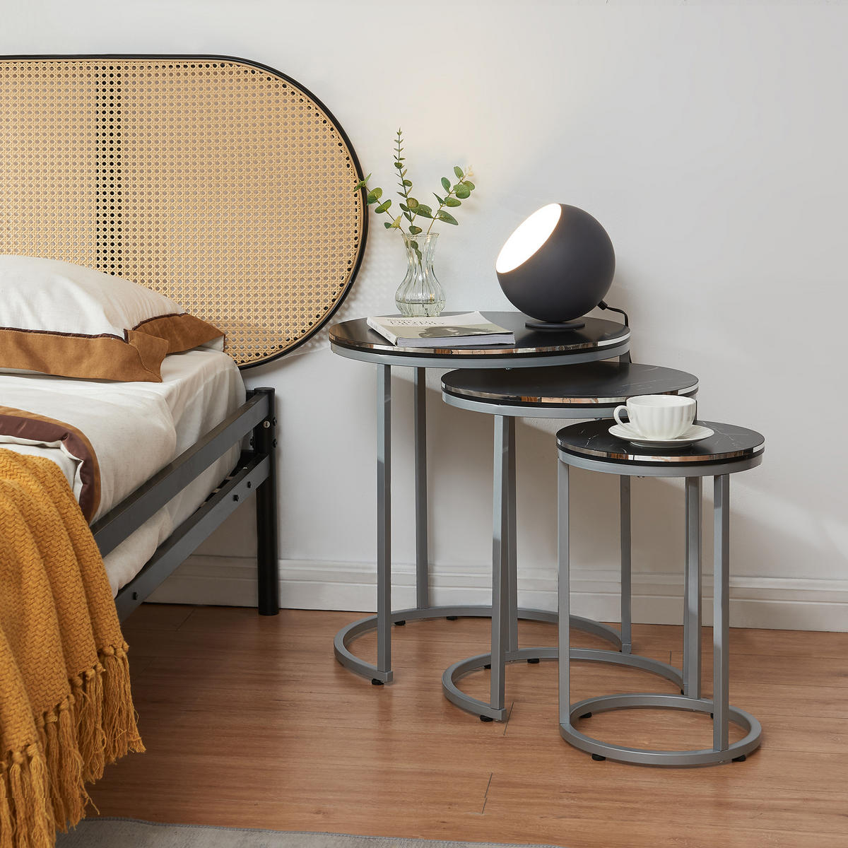 SATZTISCH Bornholm 50/50/55 - Schwarz, Holzwerkstoff (50/50/55cm) - [en.casa]