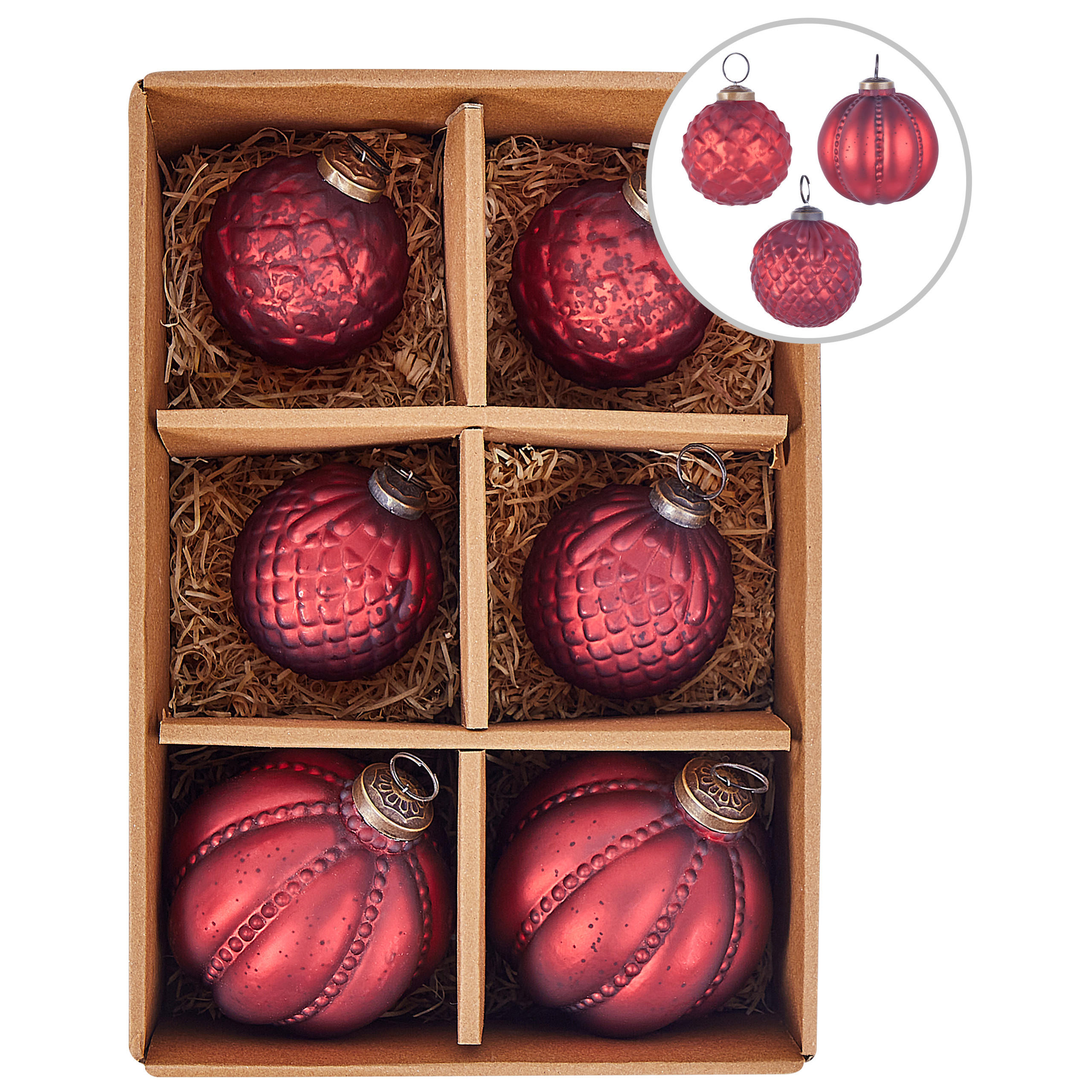 Beliani Weihnachtskugel Rot 10x14x10 cm