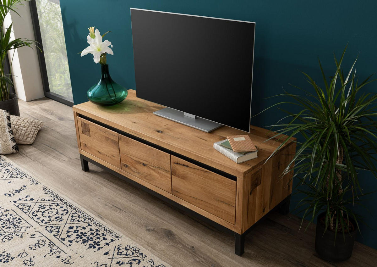 TV-BOARD Wildeiche 153x55x54 natur geölt VILLANDERS #150 - Naturfarben, Holz (153/54/55cm) - Massivmoebel24