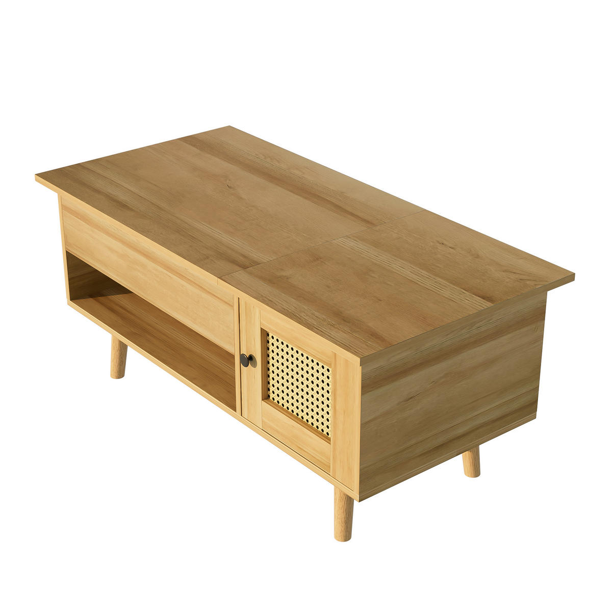 COUCHTISCH in Naturfarben mit Hebefunktion und Stauraum für Wohnzimmer, B103/T50/H46 cm - Naturfarben, Holzwerkstoff (50/103/60cm) - STILVORA