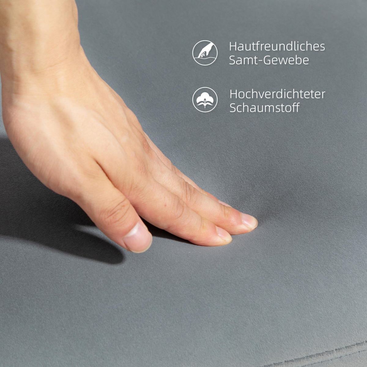 SESSEL Drehbarer Loungesessel mit Samtoptik, Armlehne, für Schlafzimmer - Grau, Kunststoff (59/78.5/58.5cm) - HOMCOM