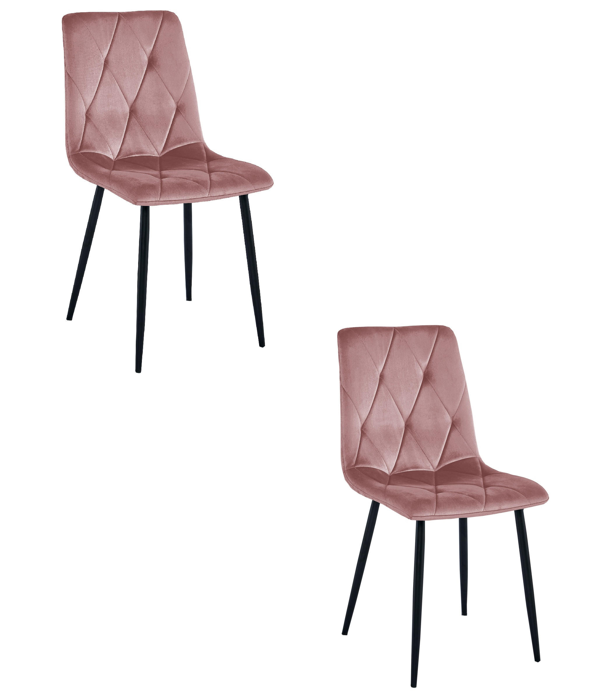 ESSZIMMERSTUHL 2-er Set TYRA rosa Sitz, schwarze Beine - Pink/Schwarz, Textil (44.5/87/54.5cm) - Valora