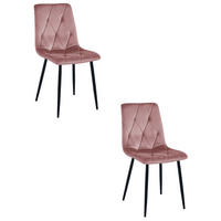 ESSZIMMERSTUHL 2-er Set TYRA rosa Sitz, schwarze Beine - Pink/Schwarz, Textil (44.5/87/54.5cm) - Valora