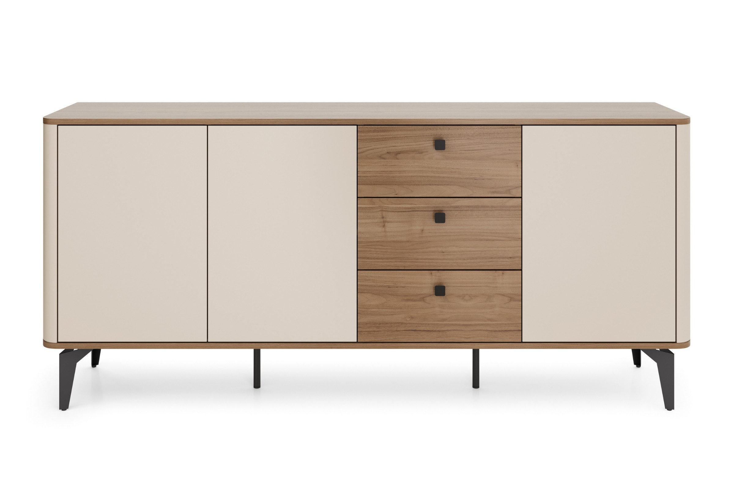 VITRINE AURO 05 180/81/40 cm in Kaschmir / Royal Nussbaum - Kaschmir/Nussbaumfarben, Holzwerkstoff (180/81/40cm) - Deine Möbel 24