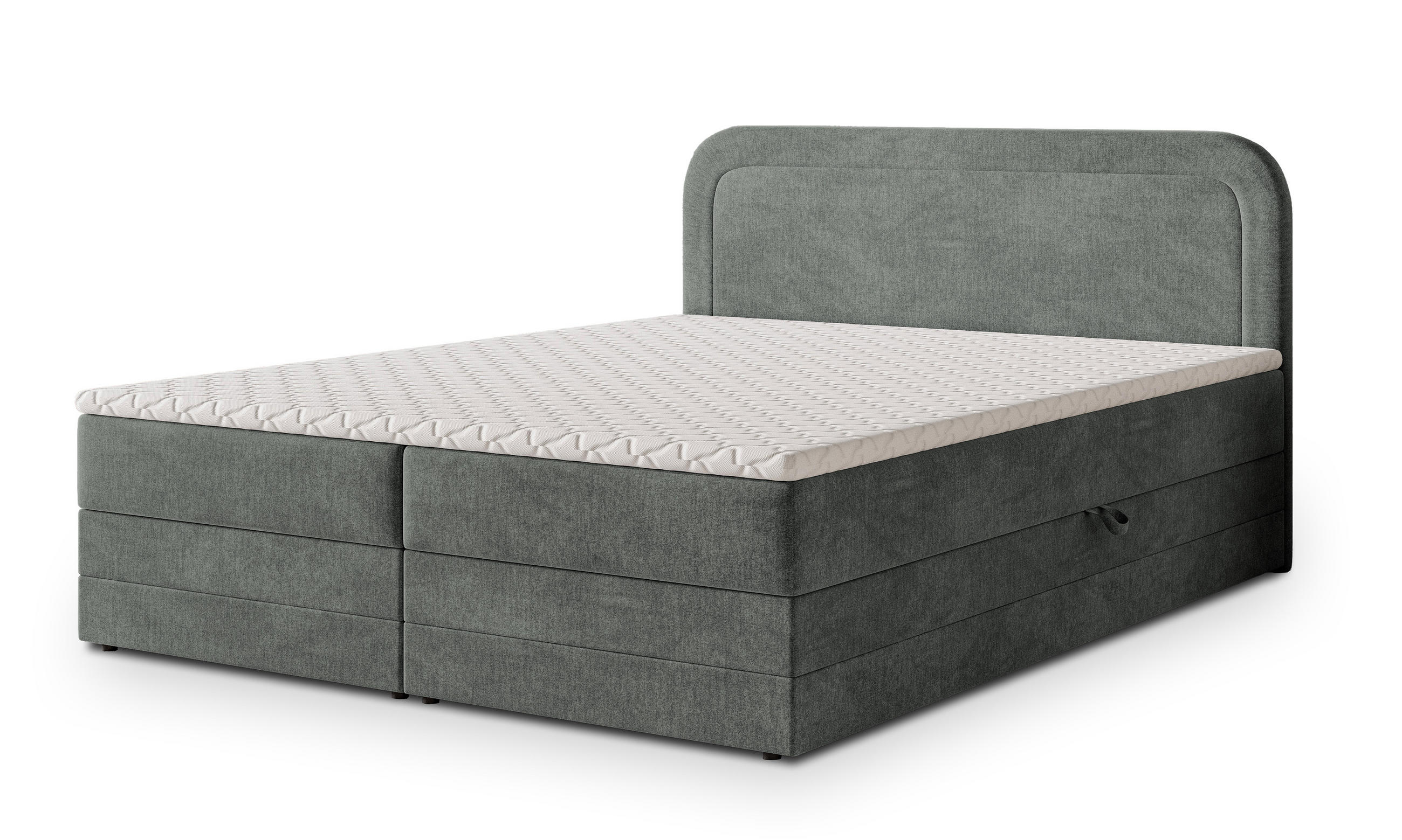 BOXBETT ARMEL 180x200 cm mit Matratze und Topper - Grau - Grau, Holz (180/200cm) - MASSENO