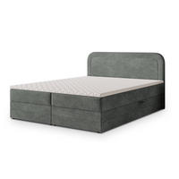 BOXBETT ARMEL 180x200 cm mit Matratze und Topper - Grau - Grau, Holz (180/200cm) - MASSENO