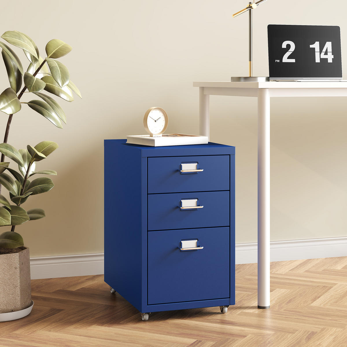 ROLLCONTAINER Kökar - Blau, Metall (28/48/41cm) - [en.casa]