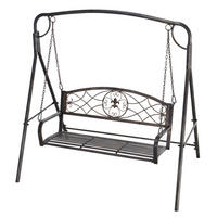 GARTENSCHAUKEL für 2 Personen, Metall, Schwarz mit Goldtönen, 167 x 123 x 175 cm - Schwarz, Metall (123/175/167cm) - Outsunny