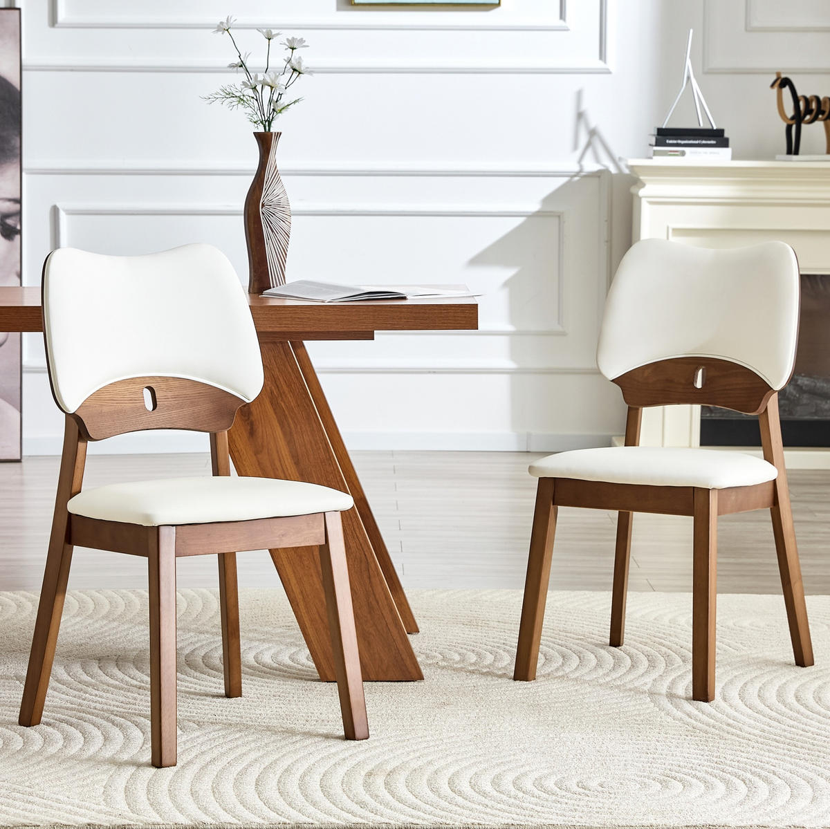 ESSZIMMERSTUHL 2er-Set Schmetterlingsrückenlehne Weiß - Weiß, Holz (43/87.5/51cm) - Meubliv