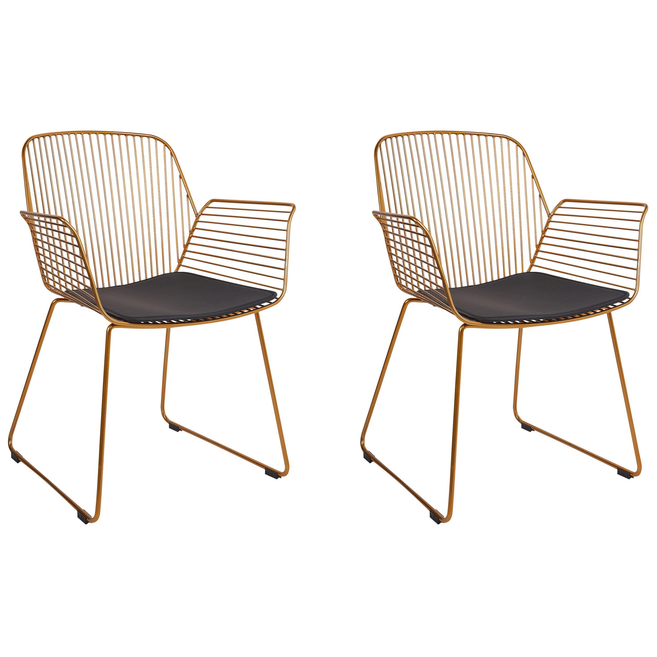 ESSZIMMERSTUHL 2er-Set Metall Gold Appleton - Goldfarben/Schwarz, Metall (61/84/57cm) - Beliani