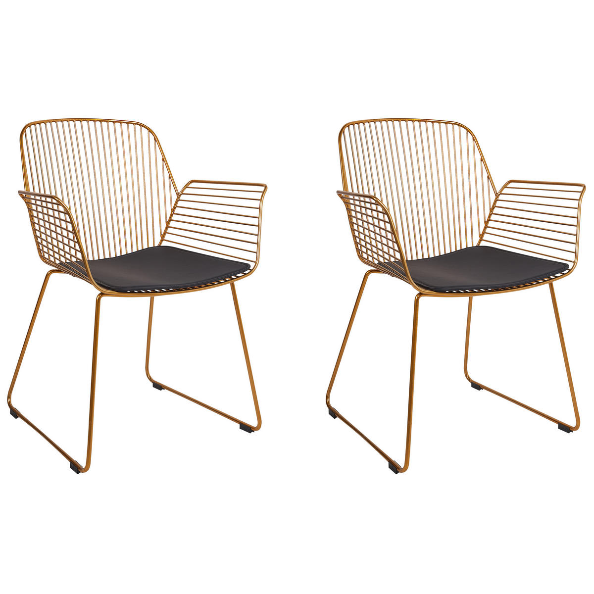 ESSZIMMERSTUHL 2er-Set Metall Gold Appleton - Goldfarben/Schwarz, Metall (61/84/57cm) - Beliani