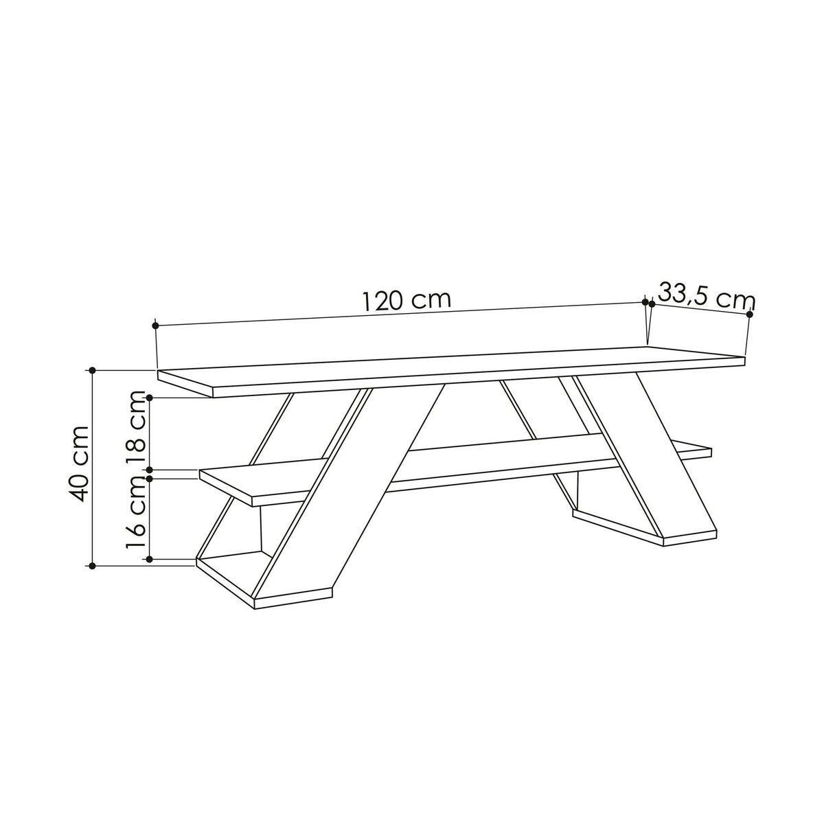 TV-MÖBEL 3 Regale L120 cm - Farfalla - Weiß, Holzwerkstoff (33.5/40/120cm) - Calicosy