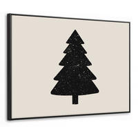 LEINWAND Bilder mit Rahmen - Weihnachtsbaum - Schwarz - Urlaub - Beige - 100x70 - Schwarz, Textil (100/70cm) - MuchoWow