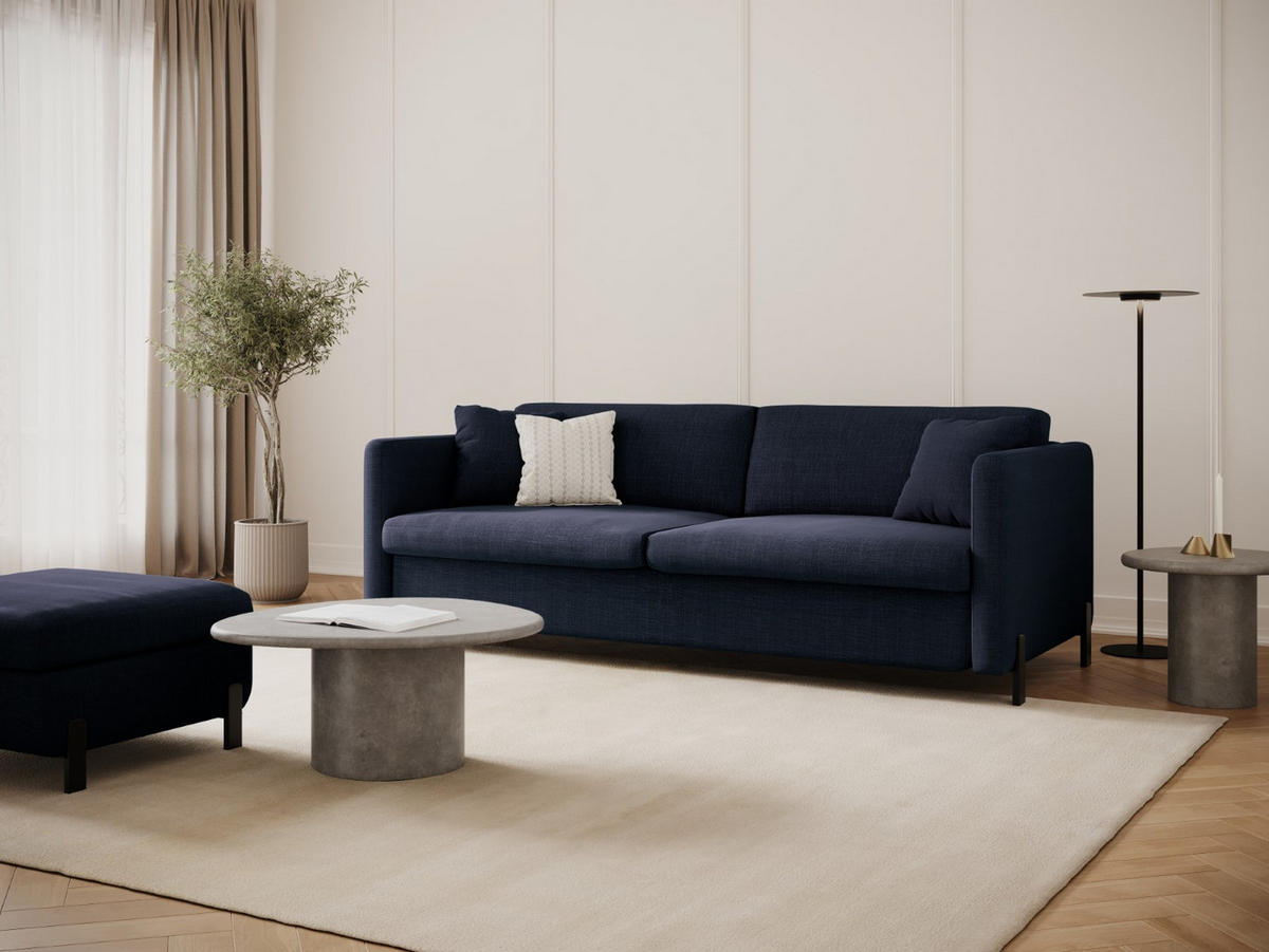 SOFA ausklappbar Gloria aus strukturiertem Stoff blau 3 Sitzplätze - Blau, Textil (102/80/202cm) - Micadoni