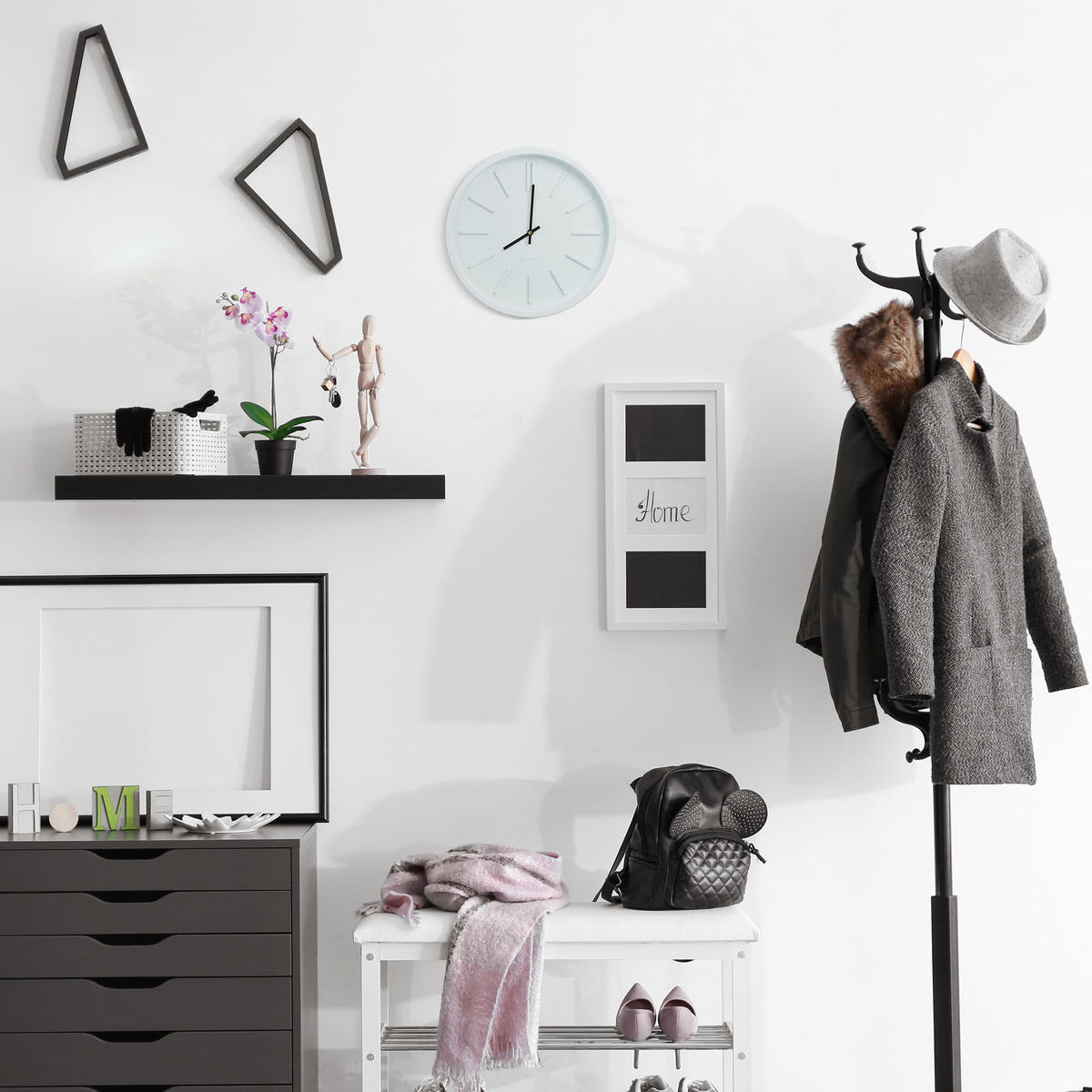 WANDUHR - Schwarz, Glas/Kunststoff (35/5/35cm) - Relaxdays