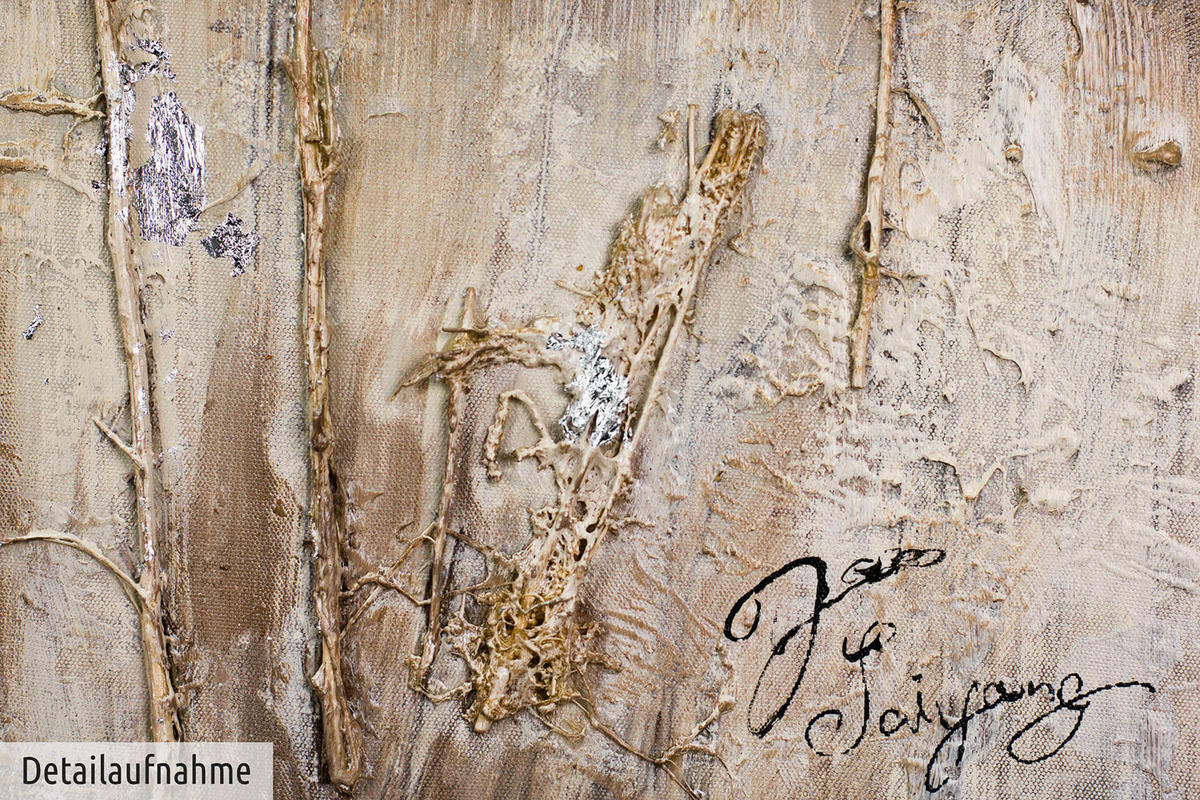 ACRYLBILD HANDGEMALT 120/60 cm - Beige/Braun, Holz/Textil (120/60cm) - KUNSTLOFT