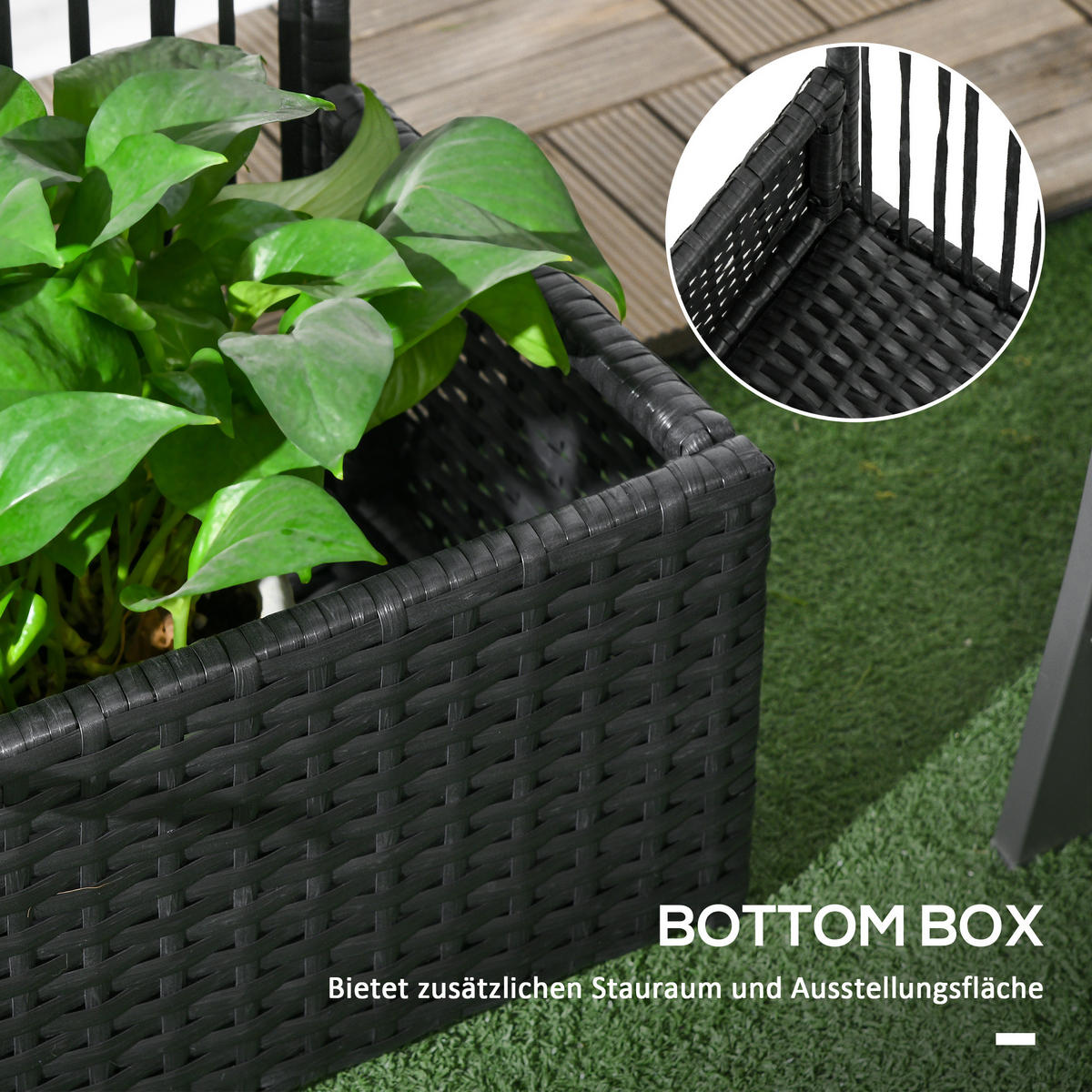 POLYRATTAN Hochbee, Schwarz - Schwarz, Metall (103/29/103cm) - Outsunny