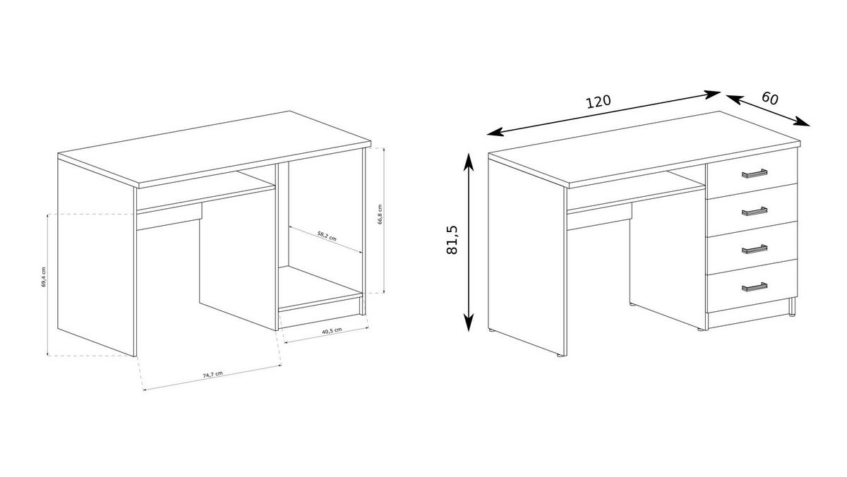 SCHREIBTISCH ZERI 120x60x81,5 cm Bürotisch Computertisch, Braun - Braun, Holzwerkstoff (60/120/81.5cm) - MASSENO