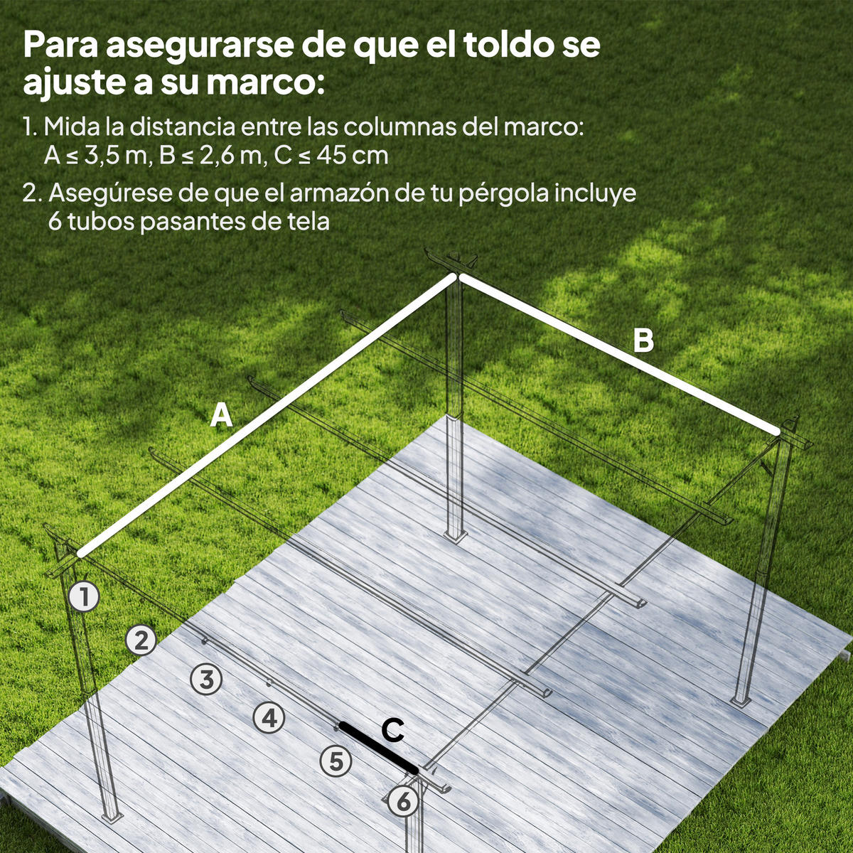 ERSATZDACH, 3,5x2,6 m ausziehbar für 4x3 m Pergola, kaffeefarben, mit 10 Abflusslöchern - Multicolor, Kunststoff (350/6/260cm) - FORIOUS