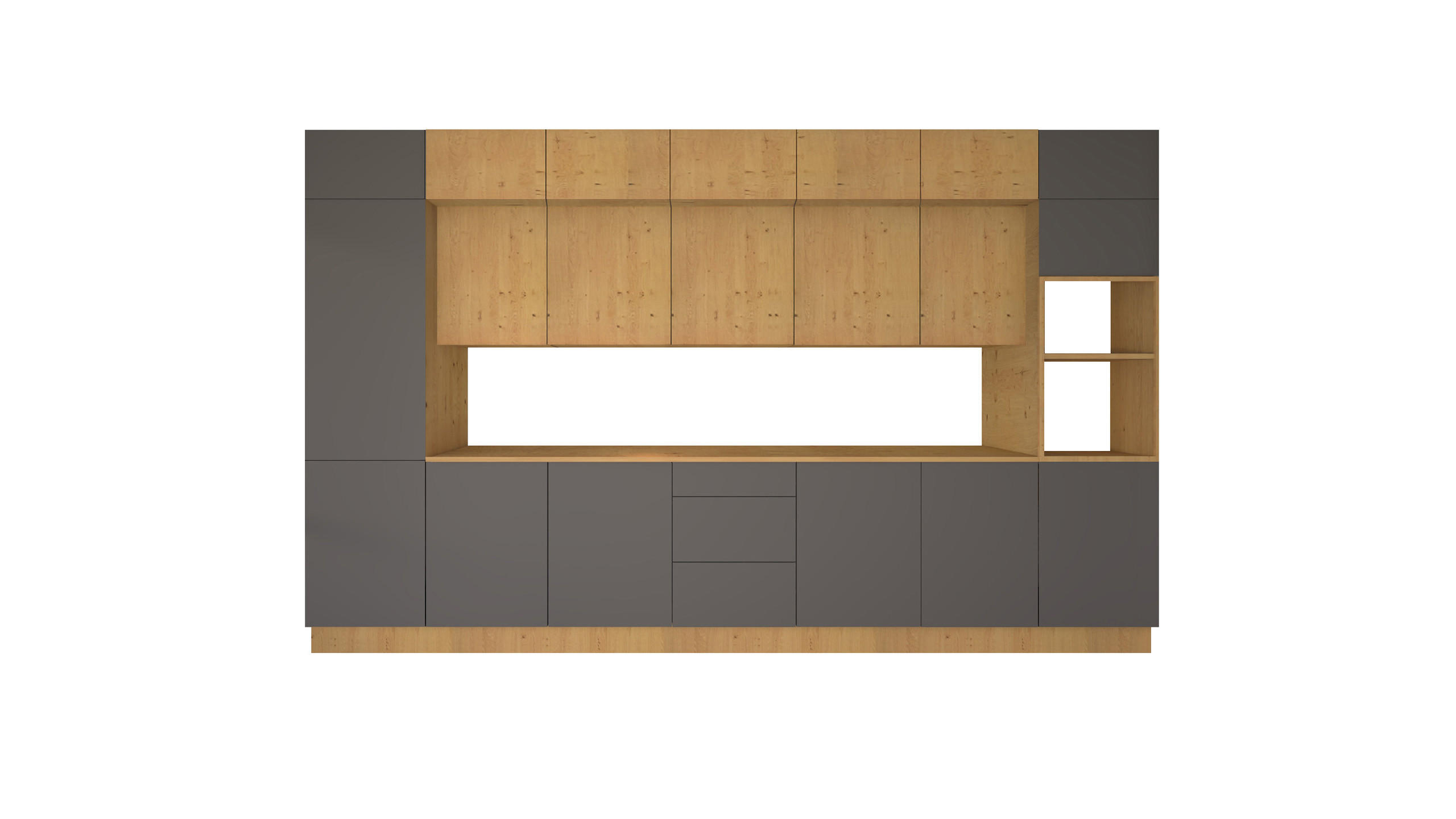 KÜCHENZEILE 420 cm - Nexa KÜ-LN-005 - in Woodline & Grau / Matt - Eiche Artisan/Grau, Holz (420/212/58cm) - ROYAL24_MARKT