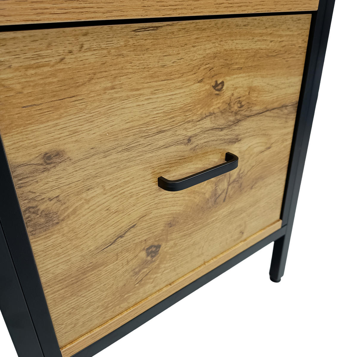 ECKSCHREIBTISCH Holzoptik Eichefarben Metall Schwarz L-Form Büro 149x149x75 cm - Eichefarben/Schwarz, Holzwerkstoff/Metall (149/149/75cm) - Begryf