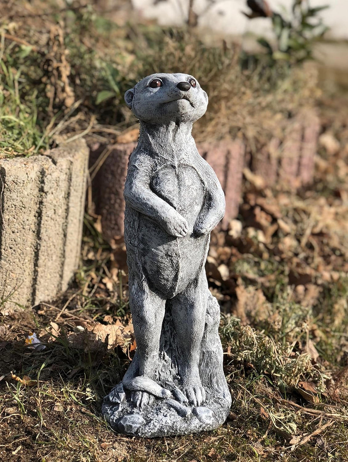 STEINFIGUR Erdmännchen stehend Steinguss frostfest wetterfest - Grau, Stein (16/36/16cm) - stoneandstyle