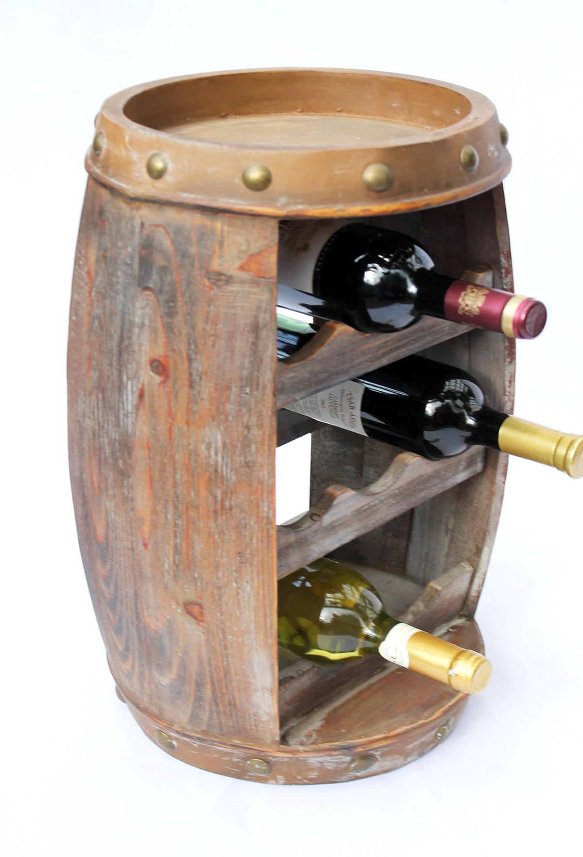 WEINREGAL Weinfass 8 Flaschen Holz Braun 35/30/50 cm - Braun, Holz (35/50/30cm) - DanDiBo