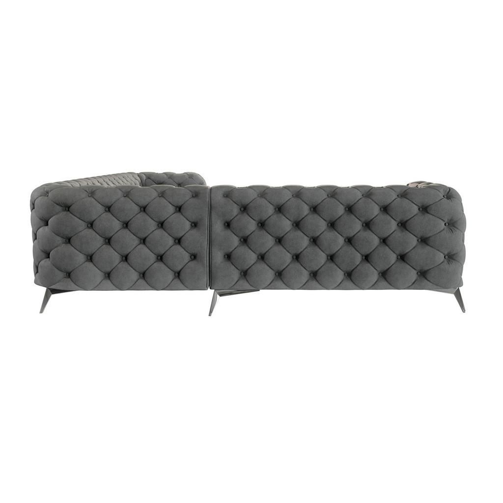 Thumbnail - S-Style Möbel Ecksofa, Grau, Textil, Echtholz,Buche, Birke, 6-Sitzer, Eckteil, L-Form, Ottomane links,L-Form, 323x264 cm...