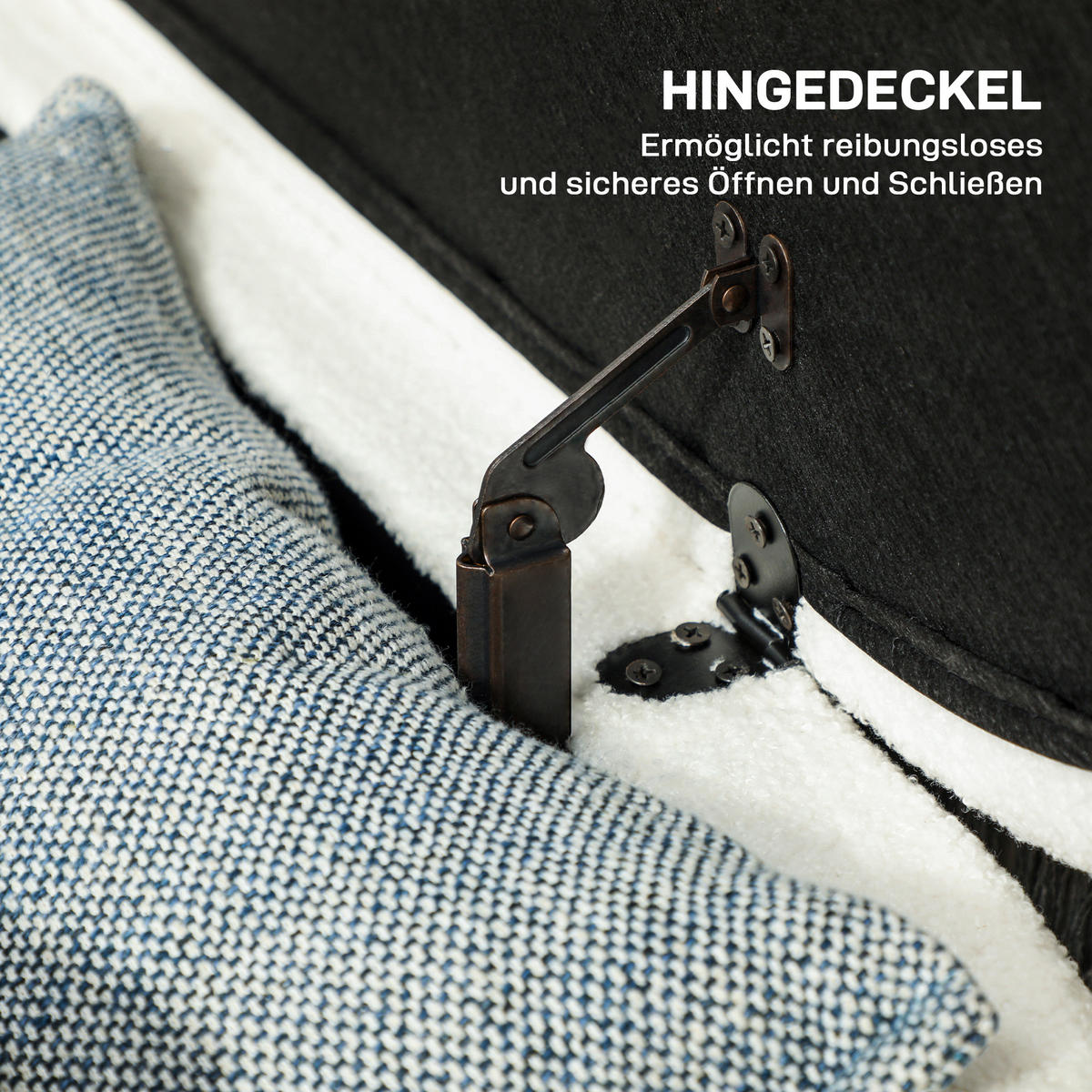 SITZBANK mit Stauraum, Polsterbank mit Deckel, Bettbank mit Teddysamtoptik - Weiß, Kunststoff (47/46.5/114cm) - HOMCOM