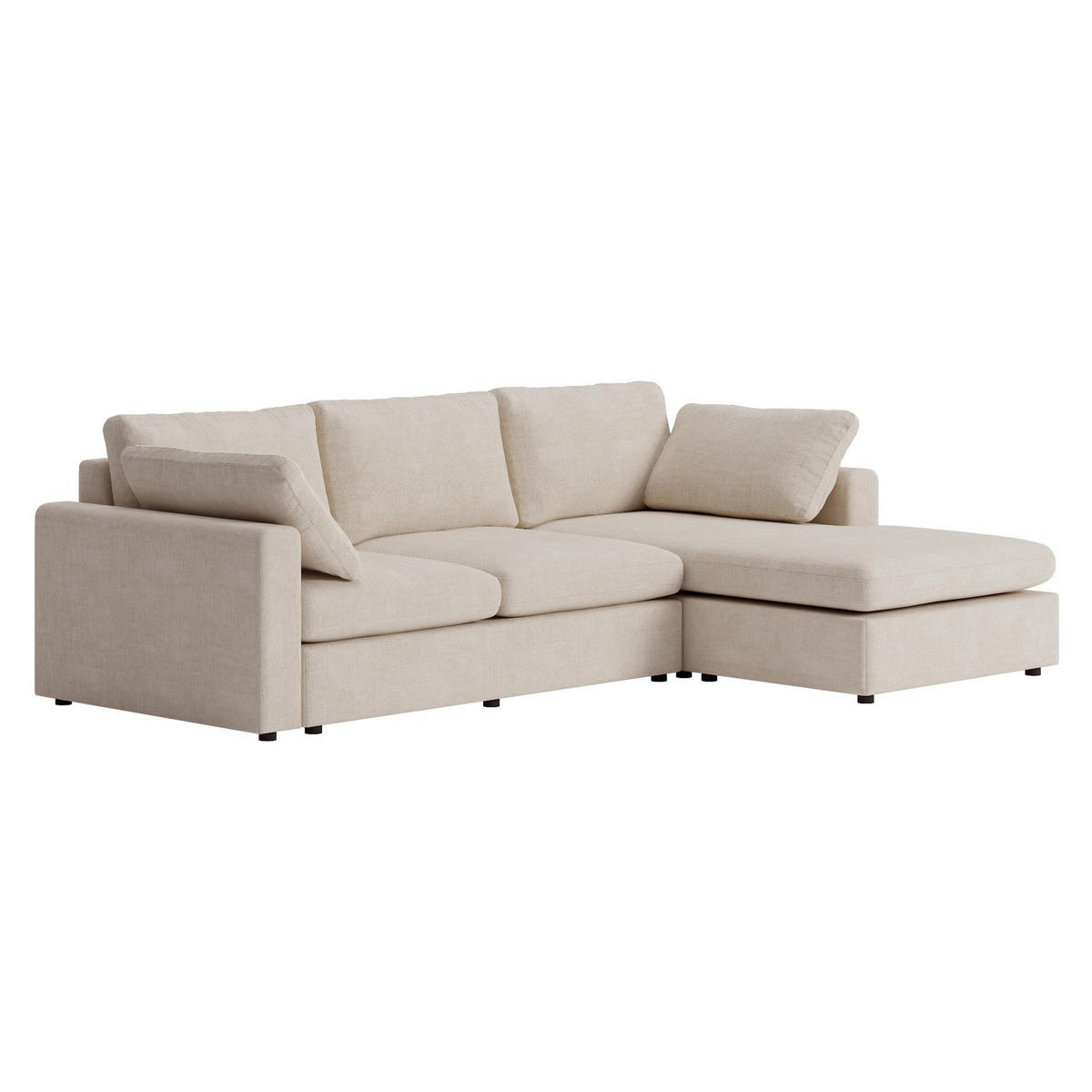 SCHÄSLONGSOFFA Lux för 3 personer 296 x 182 x 89 cm – grå - Grå, Textil (296/89/182cm) - ebuy24
