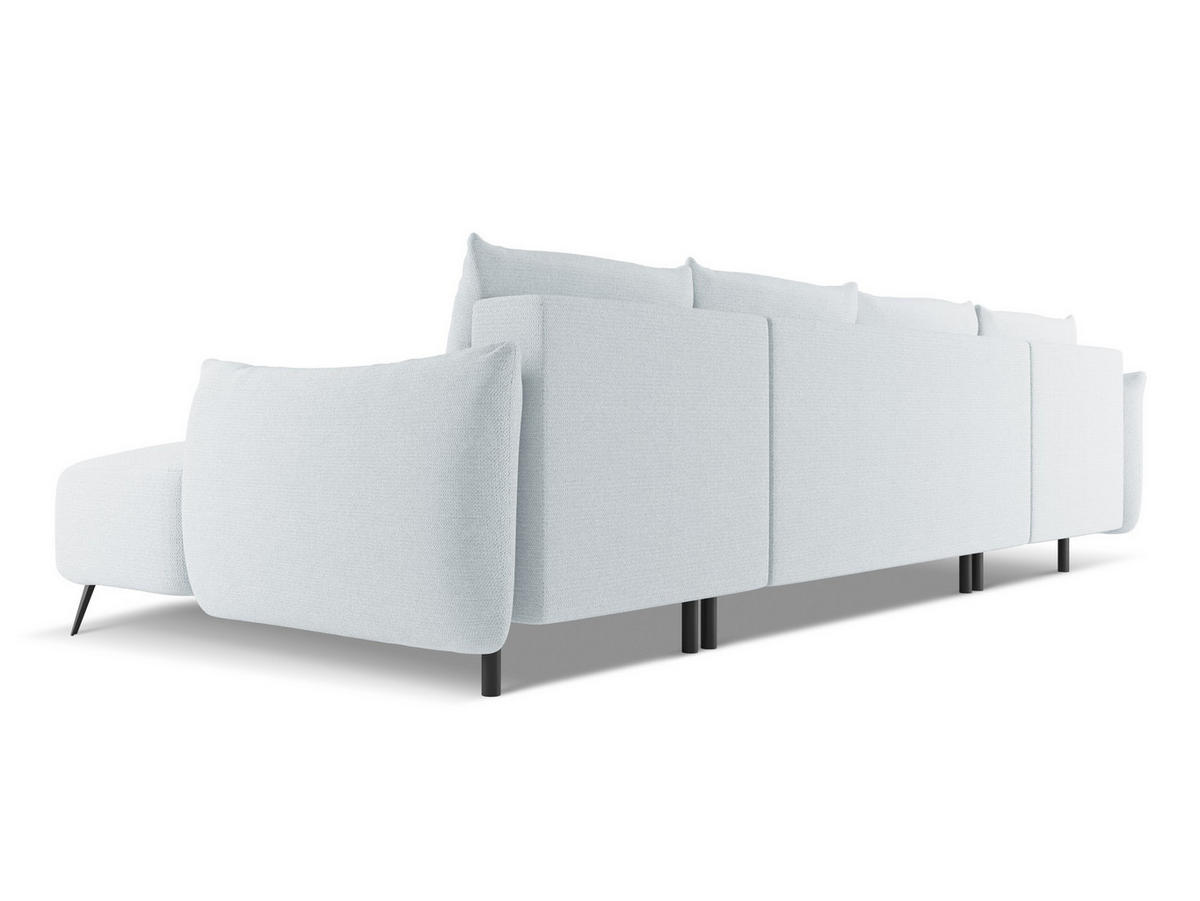 WOHNLANDSCHAFT Chenille Stoff Blau - Blau/Schwarz, Textil/Metall (317/86/162cm) - Makamii