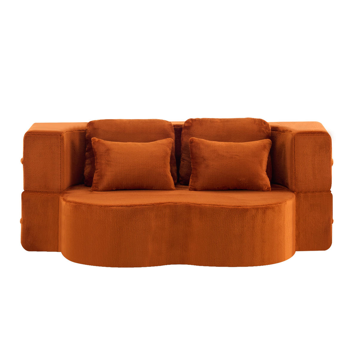 BODENSCHLAFSOFA klappbar mit hochdichtem Schaumstoff, 4 Kissen und vielseitiger Nutzung, Orange - Orange, Kunststoff (198/76/60cm) - Redom