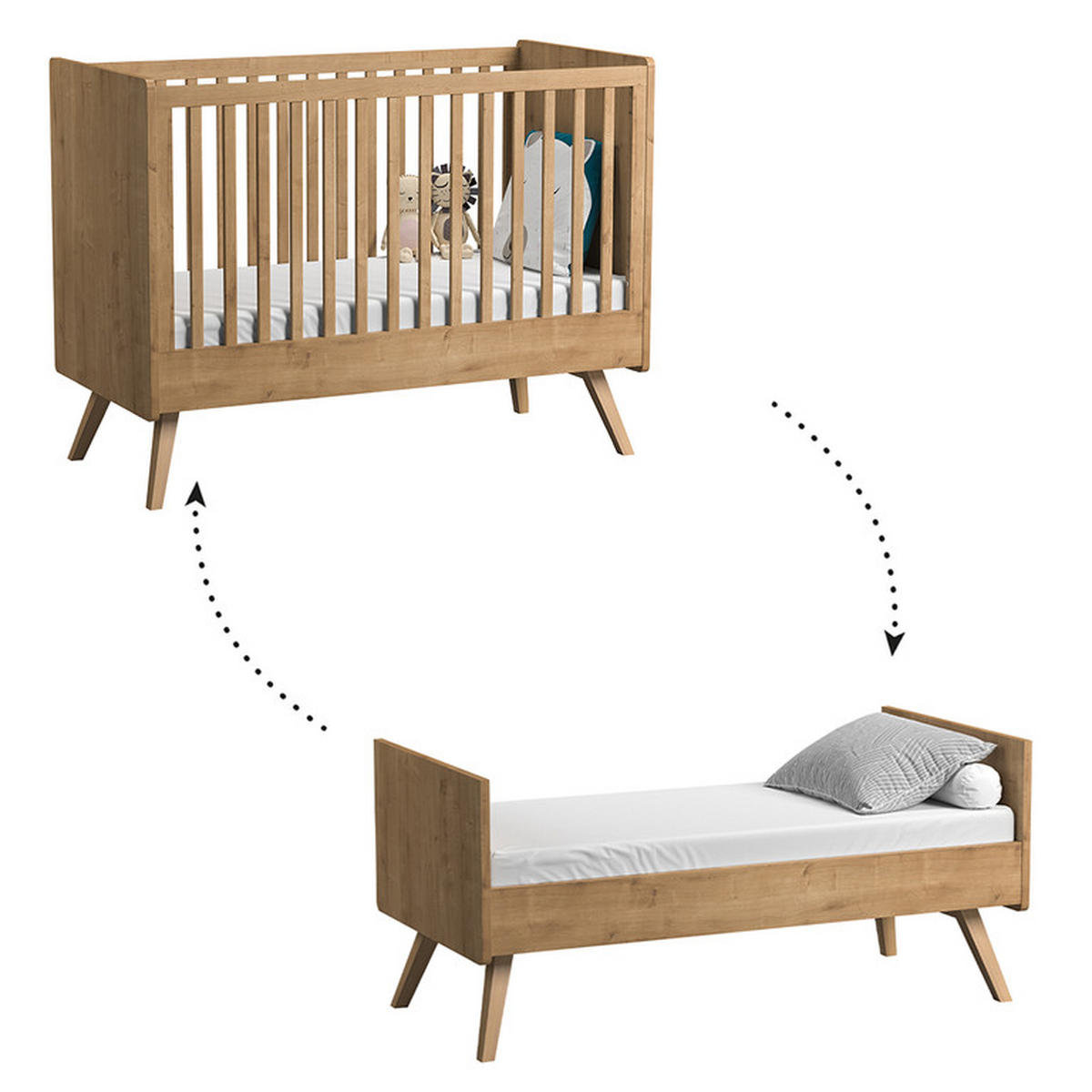 BABYZIMMER 3-teilig Weißes Holz - Weiß, Holzwerkstoff (145/103/75cm) - Petits-meubles