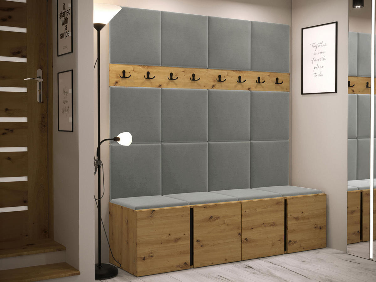 MOBILIER PENTRU HOL Orion V - stejar Artisan/gri, material plastic/compozit lemnos (168/186/46cm) - MIRJAN24