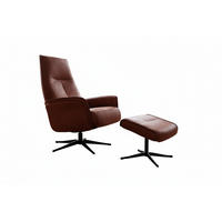 RELAXSESSEL-SET JOSIANE Braun Lederfaserstoff Relaxfunktion - Schwarz/Braun, Leder/Metall (78/107/87cm) - KAWOLA